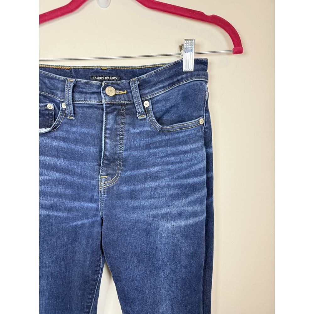 Lucky Brand Stevie Flare Jean Womens 6 28 Dark Blue High Rise Stretch Denim Boho - Picture 13 of 15